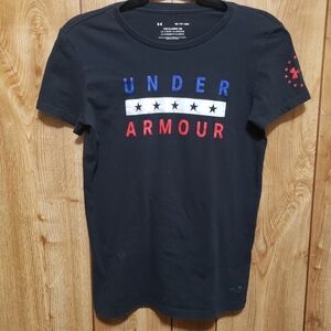 Womens Under Armour UA Freedom Classic Tee Navy Red/wht Graphic XS